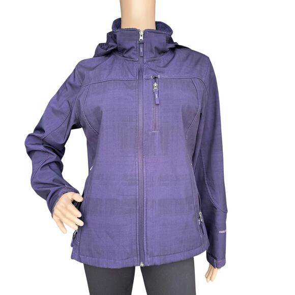 Free Country M Purple Hooded Soft Shell Jacket Full Zip Active Outdoor Coat - Picture 2 of 15